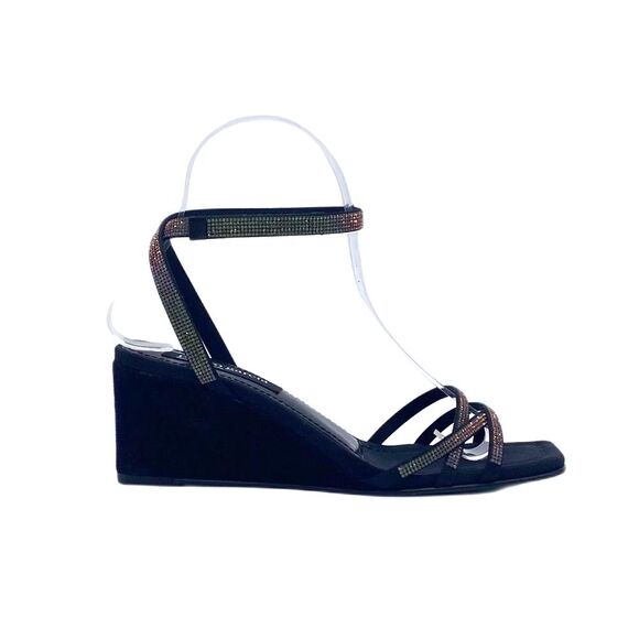 Pedro Garcia Inna Crystal Wedge Sandal in Black Swarovski Crystals Size 6 - Picture 9 of 15